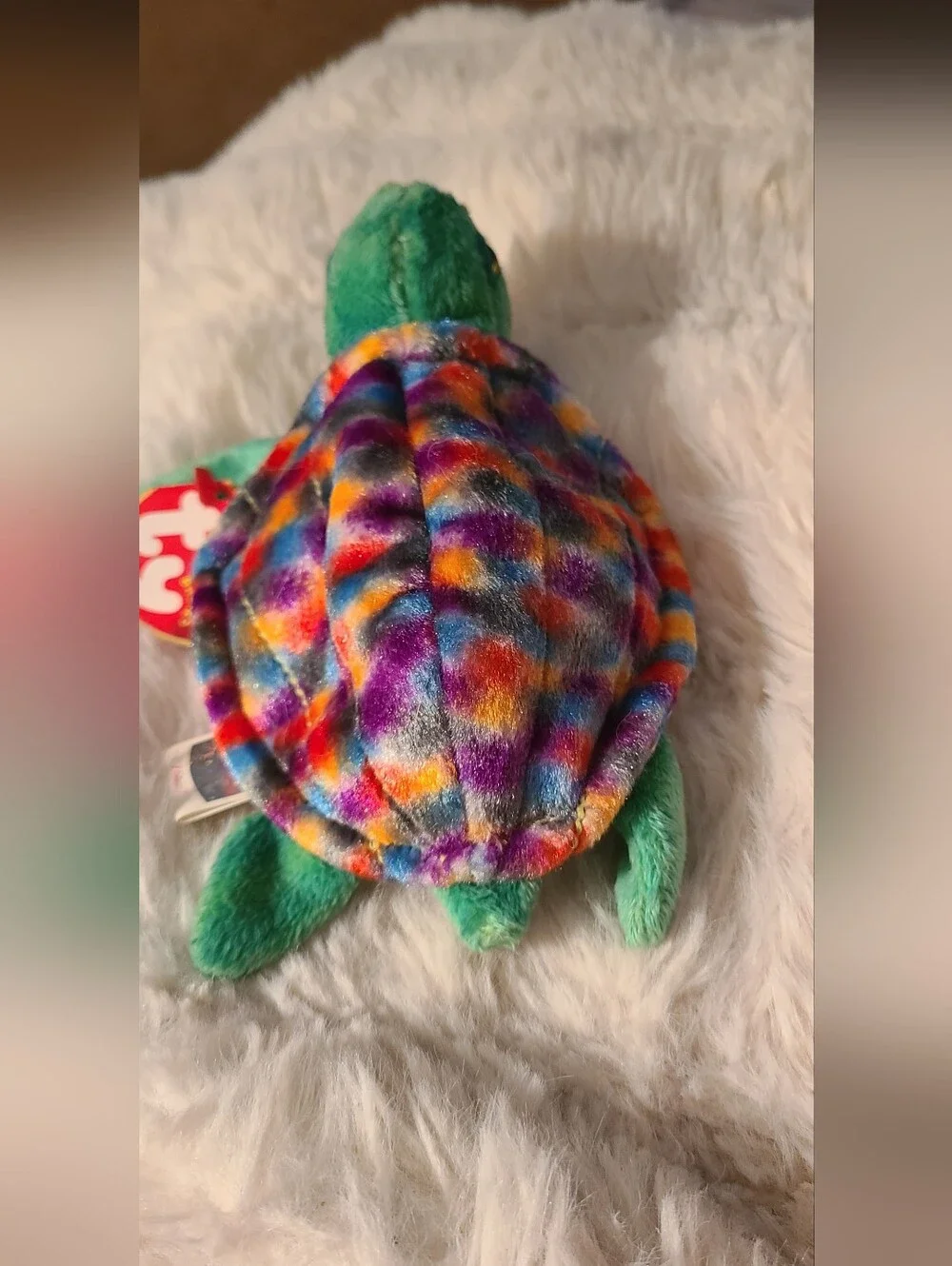 Ty BEANIE BABIES ZOOM Multicolor Shell Green Plush Turtle